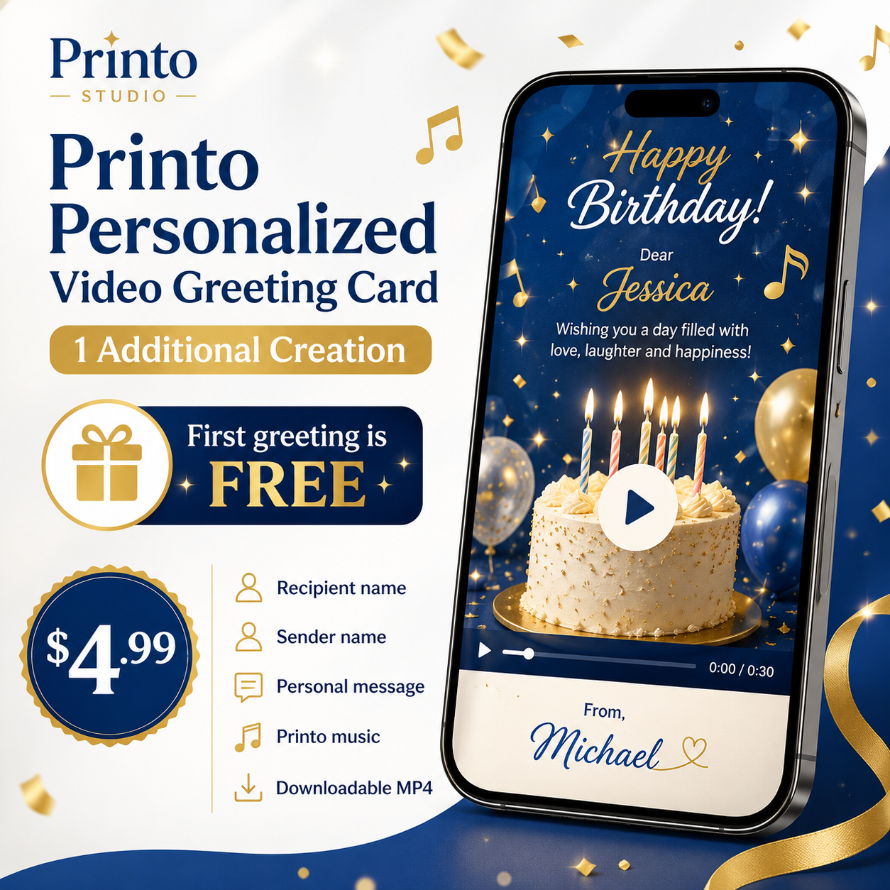 Printo Personalized Video Greeting Card – 1 Additional Creation