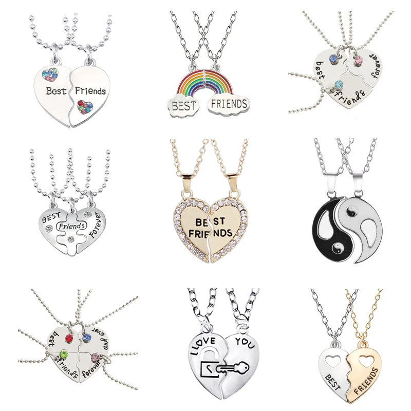 Patapata# ! Korean Fashionable Women Necklace Chain 3 Piece Set Best Friend Friendship Pendant Bff Matching Necklace Jewelry
