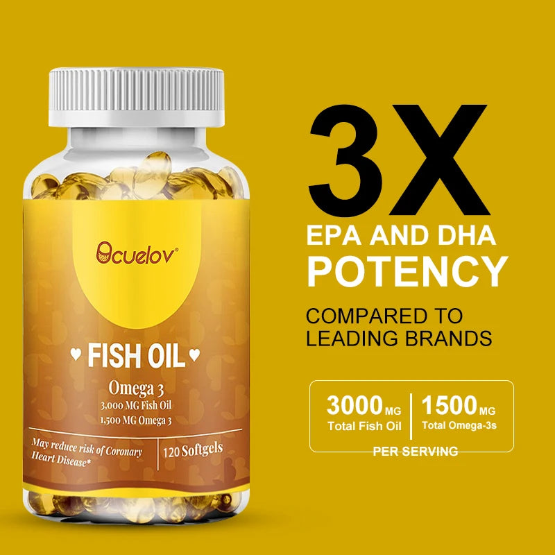 Patapata Omega-3 Fish Oil 3000mg – 120 Softgels for Heart, Brain & Joint Support