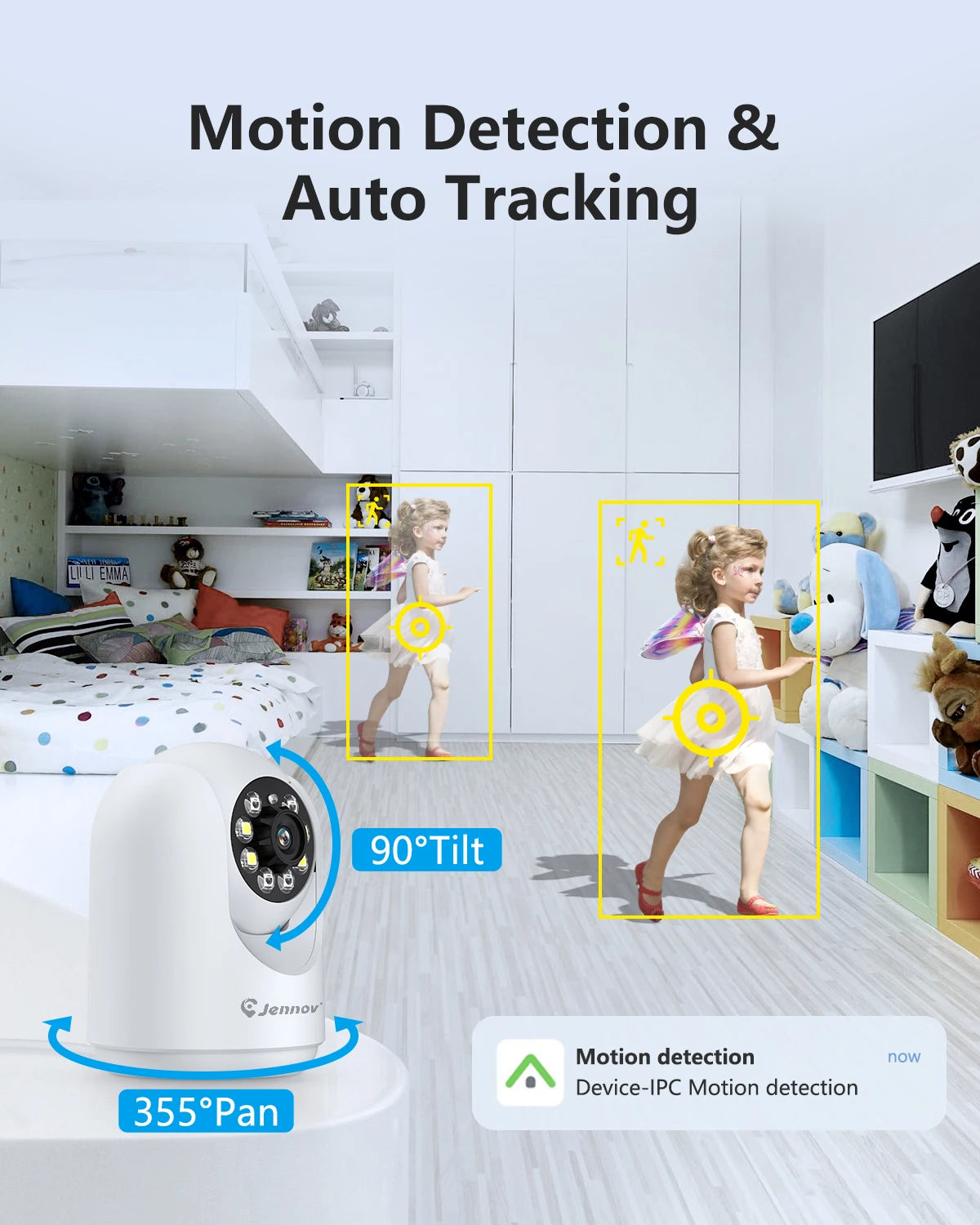 Patapata# ! Jennov 2Pcs 2K Pan/Tilt Indoor Home Security Cameras - 2.4 GHz Pet Dog Camera, WiFi Baby Camera Monitor,Auto Tracking