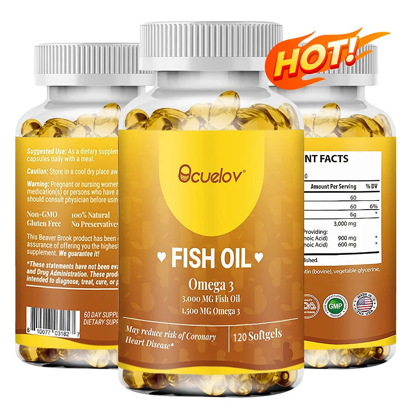 Patapata Omega-3 Fish Oil 3000mg – 120 Softgels for Heart, Brain & Joint Support