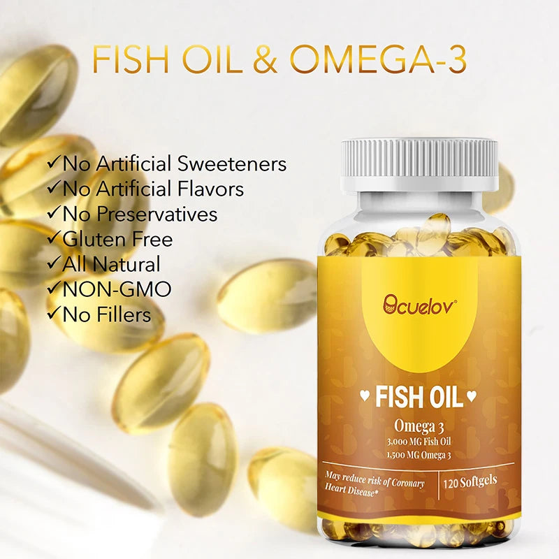 Patapata Omega-3 Fish Oil 3000mg – 120 Softgels for Heart, Brain & Joint Support