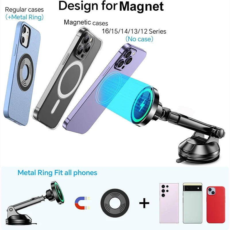 Patapata# ! UYUXIO Strong Magnetic Wireless Car Phone Charger Adapter 15W Dashboard Windshield Car Phone Holder for iPhone 16 15 14 Pro Max
