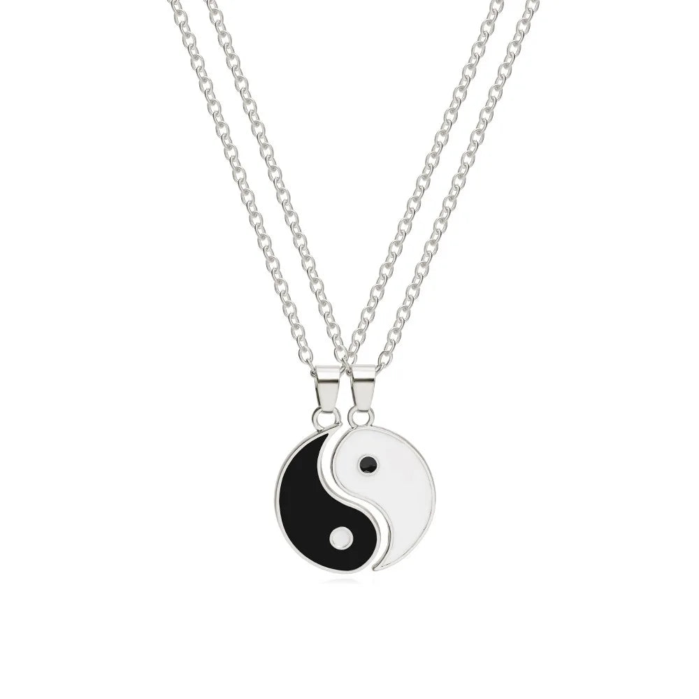 Patapata# ! Korean Fashionable Women Necklace Chain 3 Piece Set Best Friend Friendship Pendant Bff Matching Necklace Jewelry