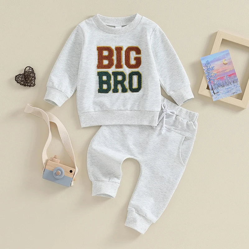Patapata# ! Big Brother Little Brother Matching Outfit Toddler Baby Boy Long Sleeve Sweatshirt Pants Set Fall Clothes