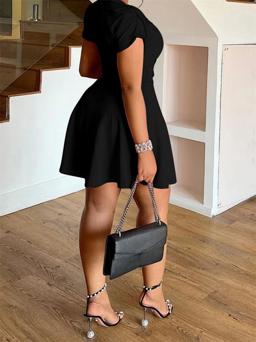 Patapata# ! Women Plus Size Dress Floral Print Ruffle Sleeve V-Neck Summer Casual A-line Dress with Belt Detail and Pockets