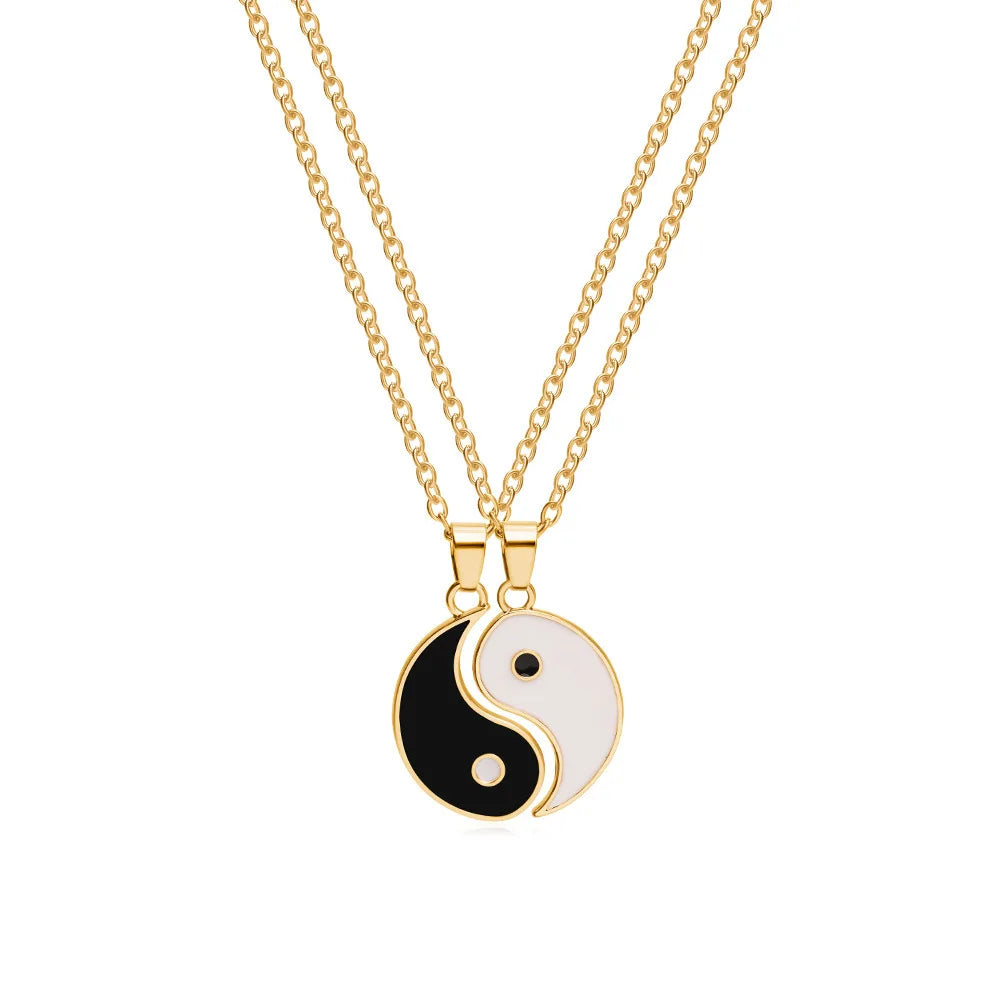 Patapata# ! Korean Fashionable Women Necklace Chain 3 Piece Set Best Friend Friendship Pendant Bff Matching Necklace Jewelry