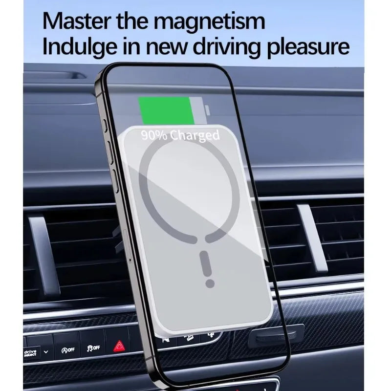 Patapata# ! 100W Magnetic Wireless Car Charger Air Outlet Phone Holder for iPhone 16 15 14 13 12 Pro Max Fast Wireless Car Charging Station