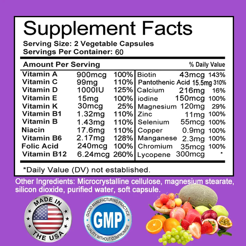 Patapata Men’s Daily Multivitamin – 22 Essential Vitamins & Minerals for Energy, Immunity & Whole-Body Health