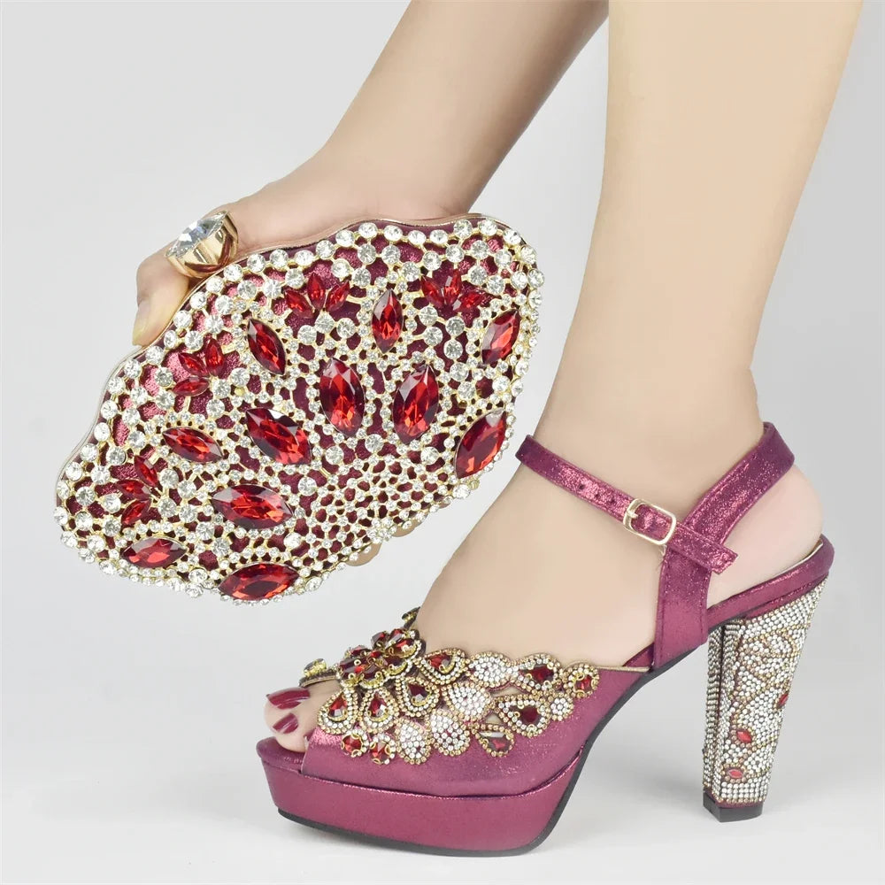Patapata# ! Matching Shoes and Bag Set for Party Wedding Shoes Bride Italian Shoe and Bag Set for Party In Women Luxury Shoes Women Designer