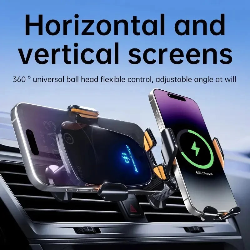 Patapata# ! UYUXIO Wireless Car Charger Fast Charge Manual Clamping Air Vent Car Phone Holder for Samsung Android Phones iPhone 16 15 14 13