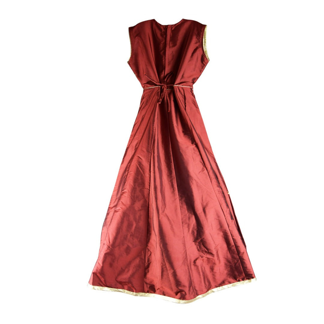 Patapata# Maroon Embroidered Anarkali for Girls