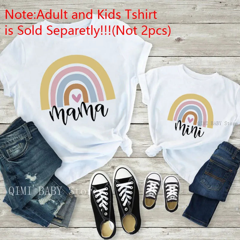 Patapata# Matching Family T-Shirts – Mama & Mini Rainbow Tee (Fast USA Shipping)