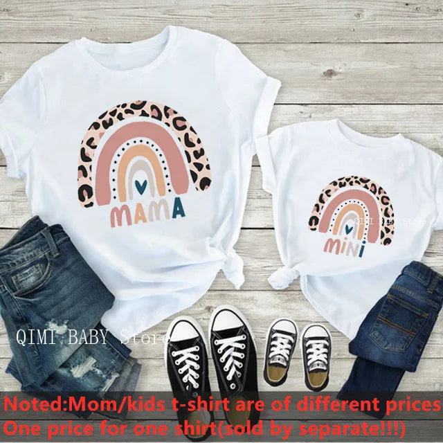 Patapata# Matching Family T-Shirts – Mama & Mini Rainbow Tee (Fast USA Shipping)