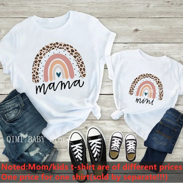 Patapata# Matching Family T-Shirts – Mama & Mini Rainbow Tee (Fast USA Shipping)