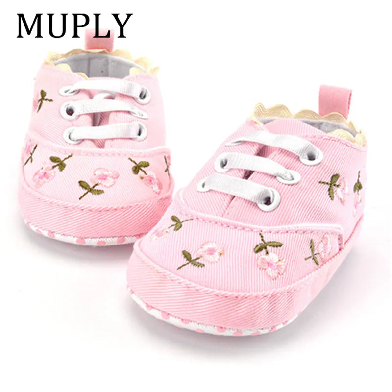 Patapata# Baby Girl White Lace Floral Prewalker Shoes