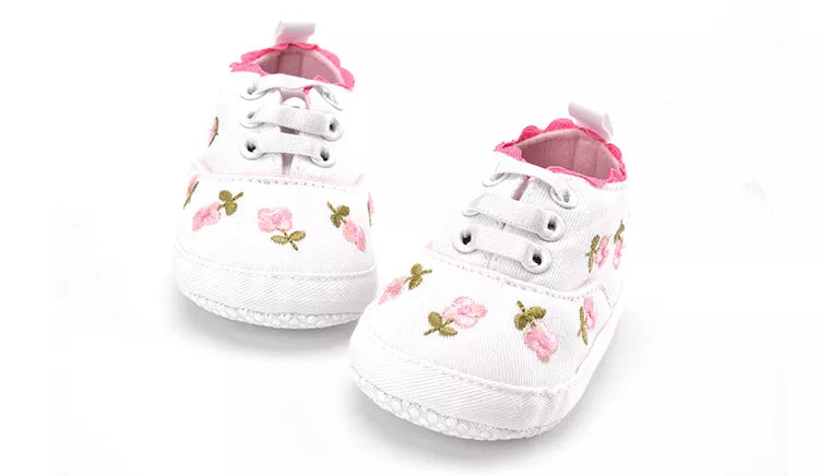 Patapata# Baby Girl White Lace Floral Prewalker Shoes