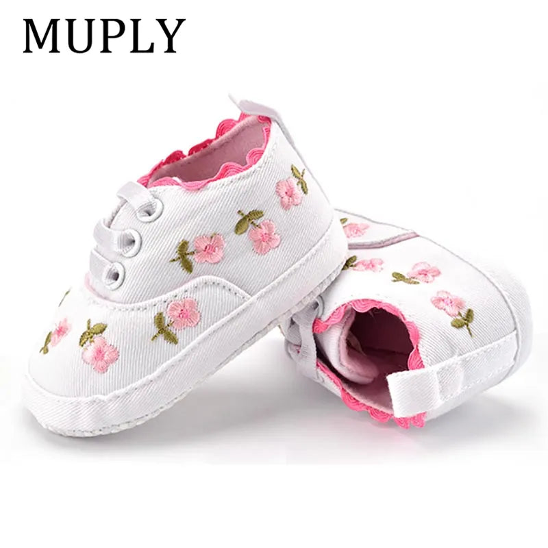 Patapata# Baby Girl White Lace Floral Prewalker Shoes