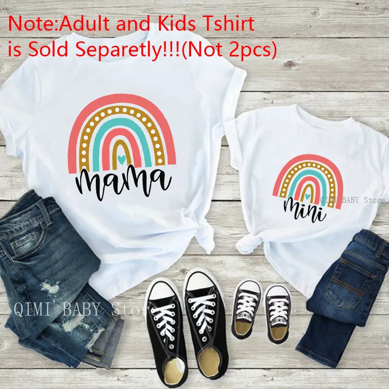 Patapata# Matching Family T-Shirts – Mama & Mini Rainbow Tee (Fast USA Shipping)