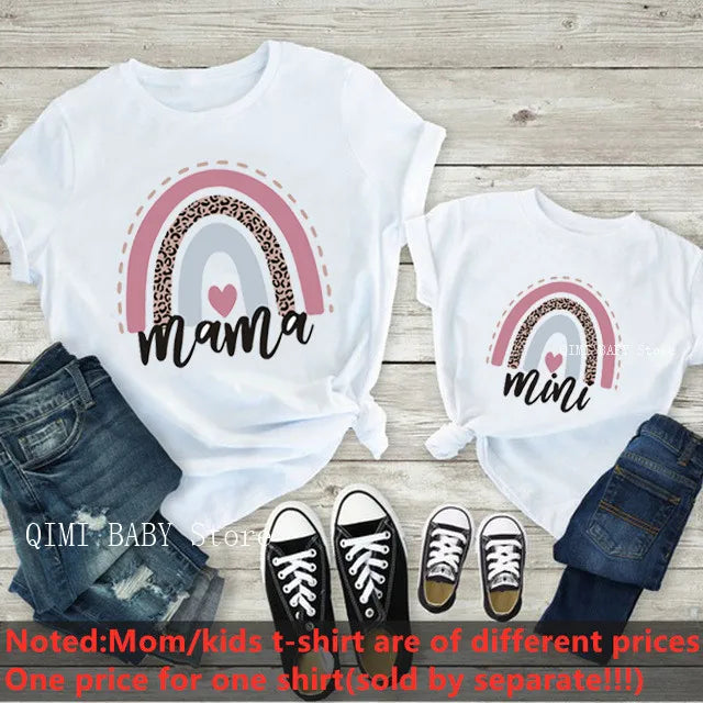 Patapata# Matching Family T-Shirts – Mama & Mini Rainbow Tee (Fast USA Shipping)