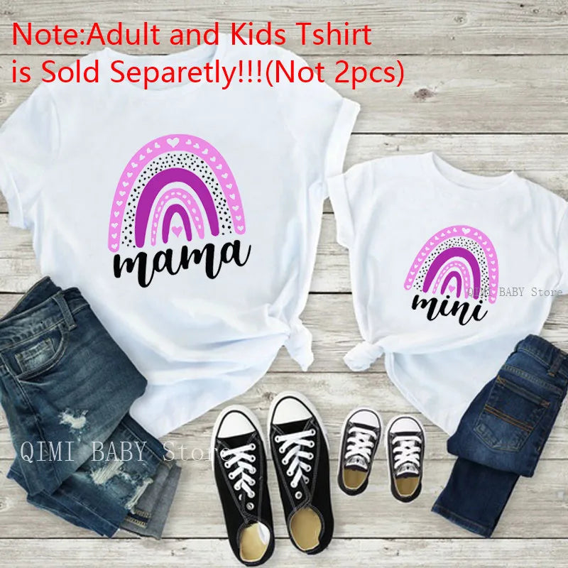 Patapata# Matching Family T-Shirts – Mama & Mini Rainbow Tee (Fast USA Shipping)