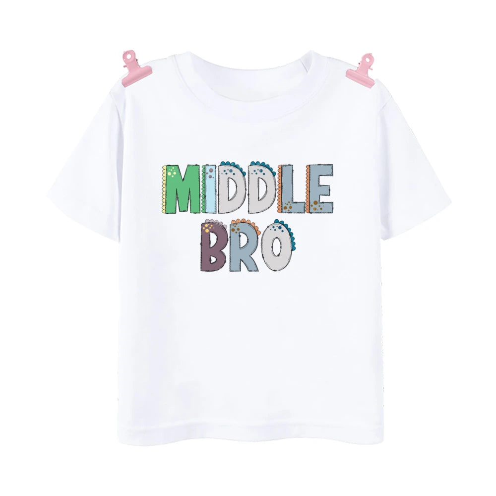 Patapata# ! Big Middle Little Brother Print Family Matching T-shirt Boys Sibling Shirt Child Summer Tee Clothes Kids Short Sleeve Outfit Top