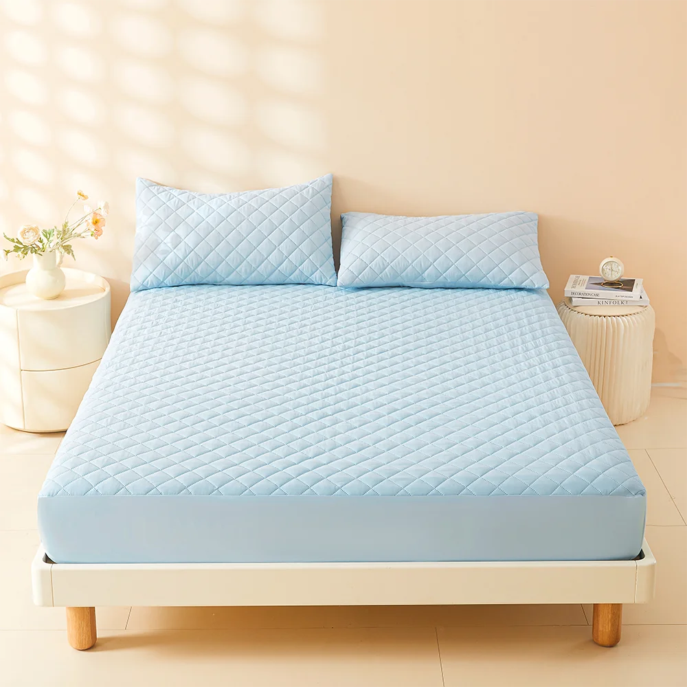 Patapata# ! 1pc 3D Air Fabric Thick Mattress Cover, 100% Waterproof Mattress Protector, Soft and Breathable Fitted Bed Sheet (No Pillowcase)