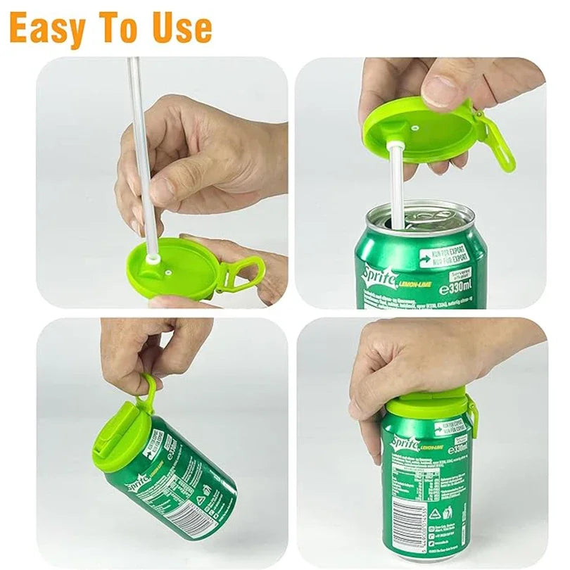 Patapata Cute Bear Straw Silicone Can Lid – Reusable Travel Cap for Soda & Juice Cans