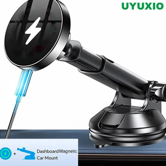 Patapata# ! UYUXIO Strong Magnetic Wireless Car Phone Charger Adapter 15W Dashboard Windshield Car Phone Holder for iPhone 16 15 14 Pro Max
