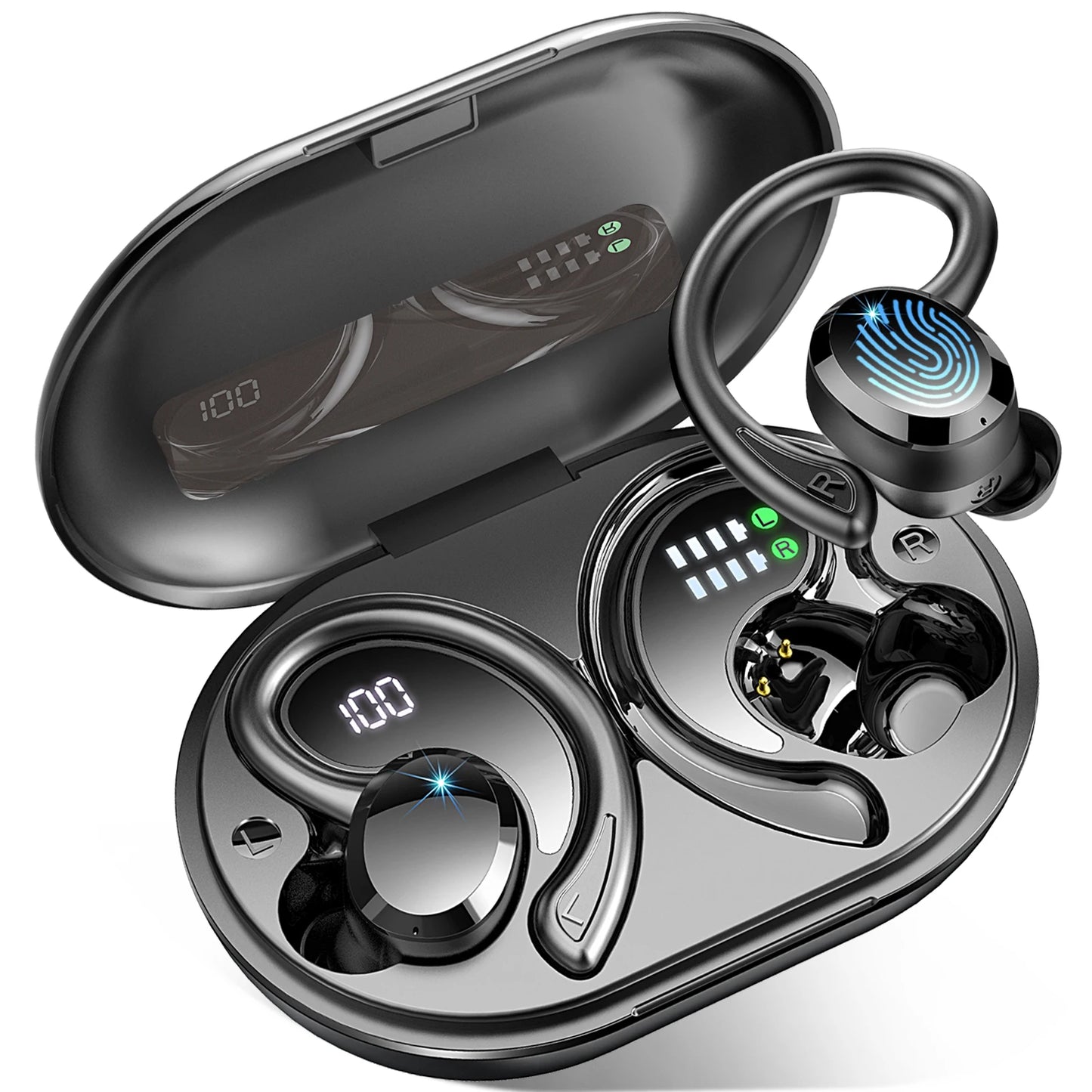 Patapata# ! Wireless Earbuds, Bluetooth 5.3 Earbuds Stereo Bass, in-Ear Noise Cancelling Mic, Earphones IP7 Waterproof Sports, 40H Playback.