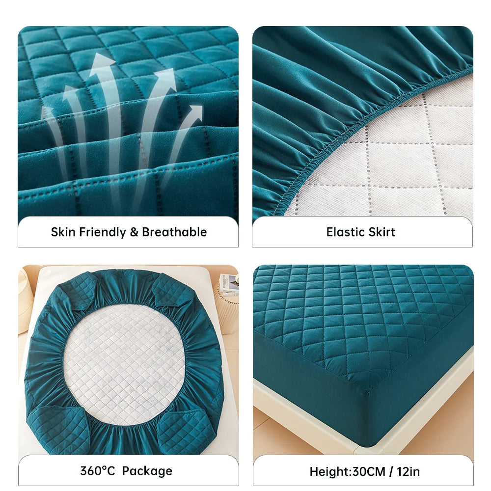 Patapata# ! 1pc 3D Air Fabric Thick Mattress Cover, 100% Waterproof Mattress Protector, Soft and Breathable Fitted Bed Sheet (No Pillowcase)