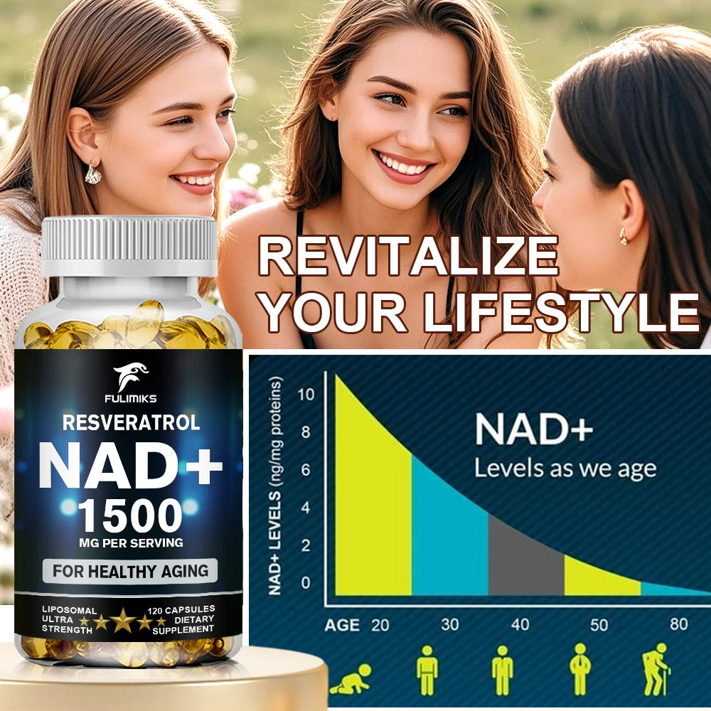 Patapata NAD+ & Resveratrol – Cellular Energy, Anti-Aging & Skin Renewal Formula | 120 Capsules