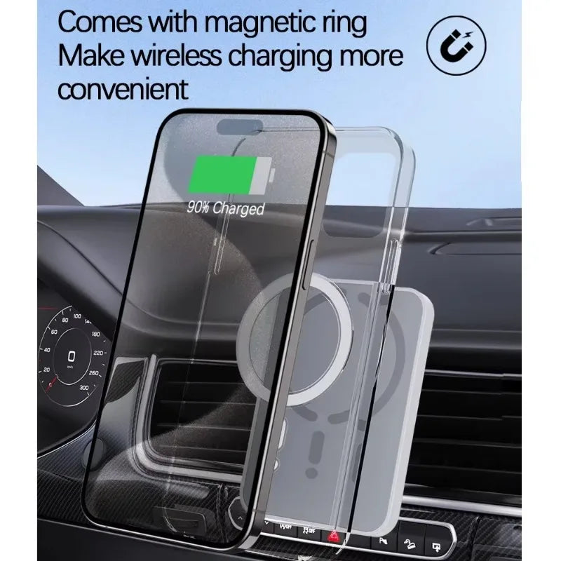 Patapata# ! 100W Magnetic Wireless Car Charger Air Outlet Phone Holder for iPhone 16 15 14 13 12 Pro Max Fast Wireless Car Charging Station