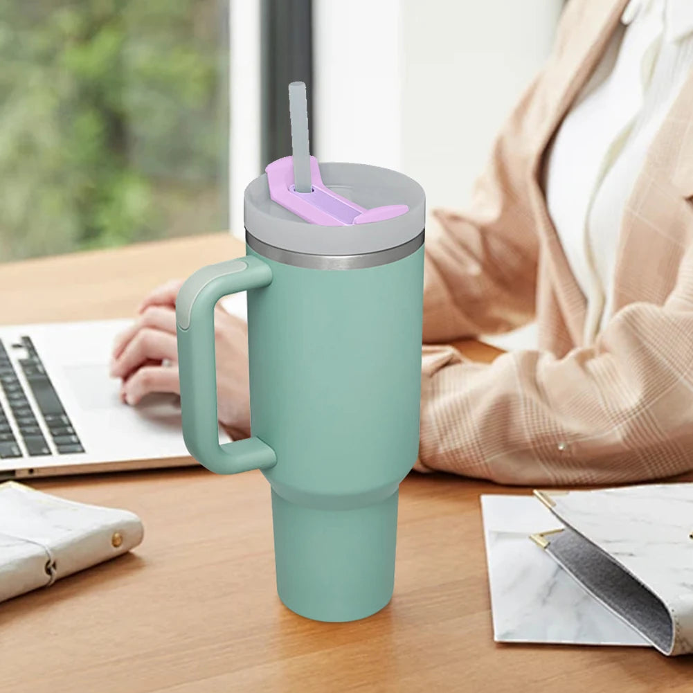 Patapata# ! Handle Straw Tumbler Flip Straw Lid for 40 oz With Handle Fit 40oz for stanelys Mugs Cup Rotate 360 Degrees Cup Cover Accessorie