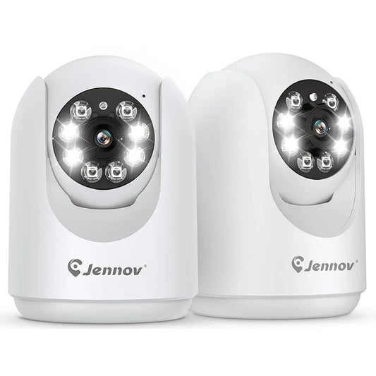 Patapata# ! Jennov 2Pcs 2K Pan/Tilt Indoor Home Security Cameras - 2.4 GHz Pet Dog Camera, WiFi Baby Camera Monitor,Auto Tracking