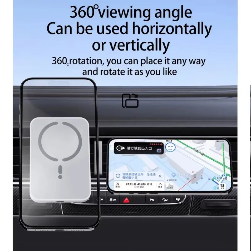 Patapata# ! 100W Magnetic Wireless Car Charger Air Outlet Phone Holder for iPhone 16 15 14 13 12 Pro Max Fast Wireless Car Charging Station