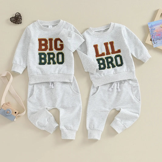 Patapata# ! Big Brother Little Brother Matching Outfit Toddler Baby Boy Long Sleeve Sweatshirt Pants Set Fall Clothes