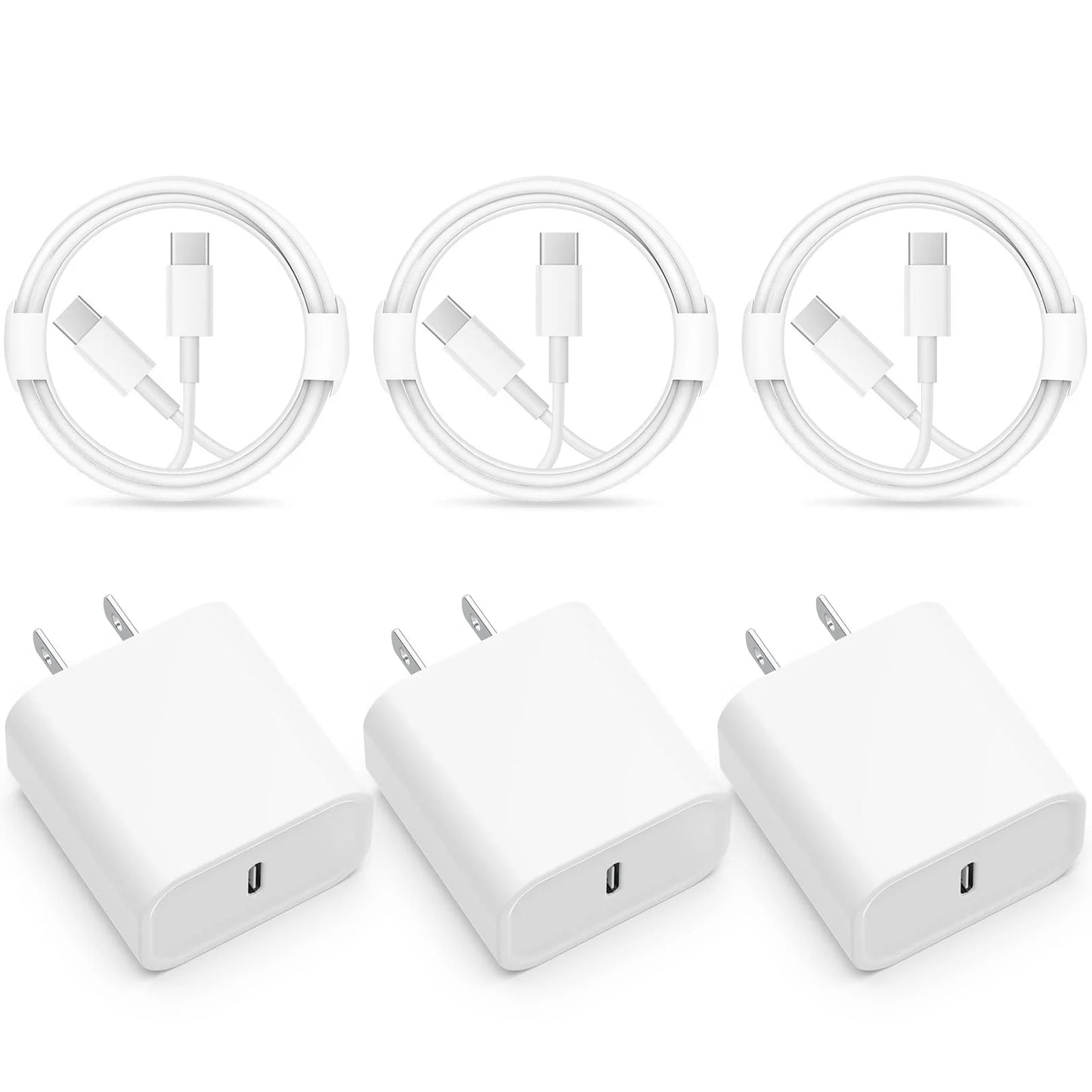 Patapata# ! PD 30W Fast Charging Type USB C  Charger with C to C Cable Set for iPhone 15 and Samsung Android Phone--3 Pack