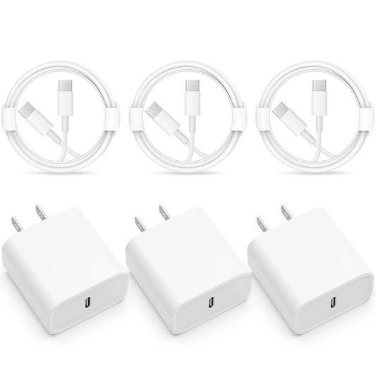 Patapata# ! PD 30W Fast Charging Type USB C  Charger with C to C Cable Set for iPhone 15 and Samsung Android Phone--3 Pack