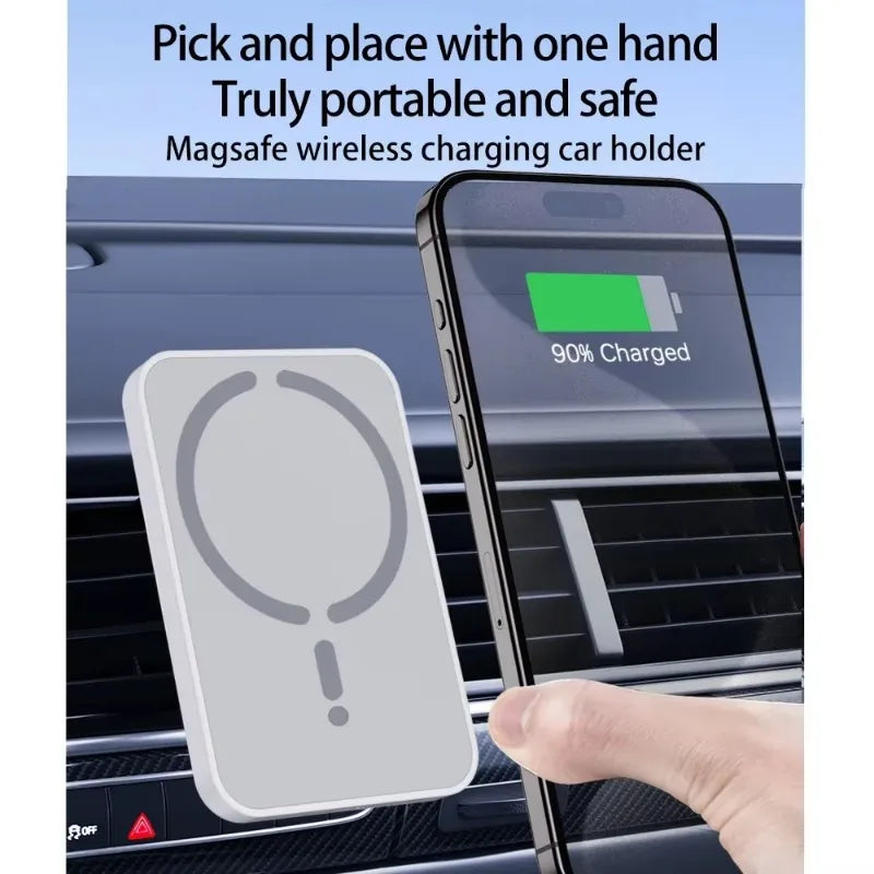Patapata# ! 100W Magnetic Wireless Car Charger Air Outlet Phone Holder for iPhone 16 15 14 13 12 Pro Max Fast Wireless Car Charging Station