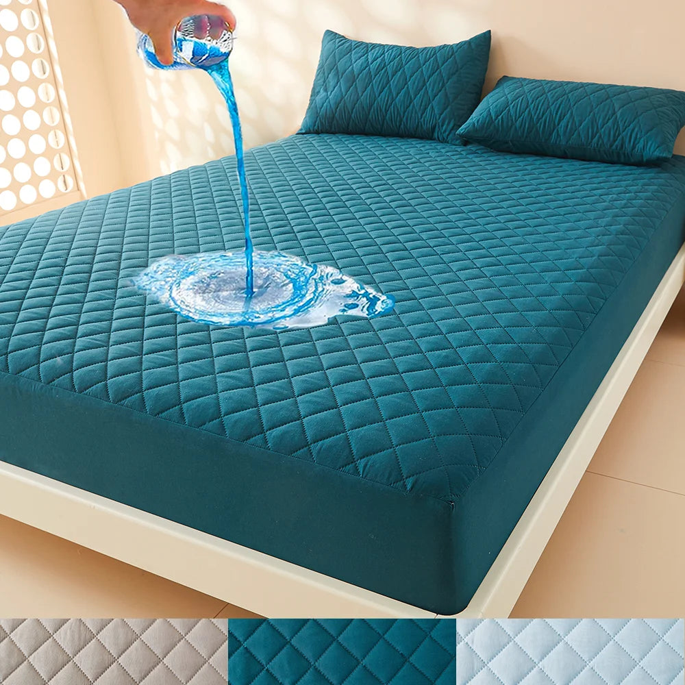 Patapata# ! 1pc 3D Air Fabric Thick Mattress Cover, 100% Waterproof Mattress Protector, Soft and Breathable Fitted Bed Sheet (No Pillowcase)