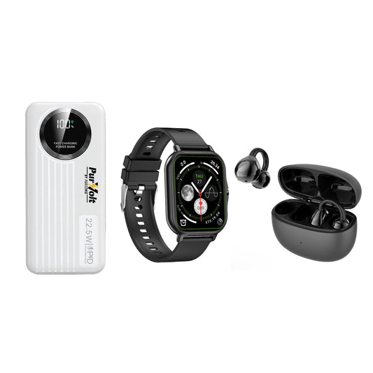 Ultimate Mobile Essentials Bundle – Smart Watch, 10,000mAh Power Bank & True Wireless Earbuds-0