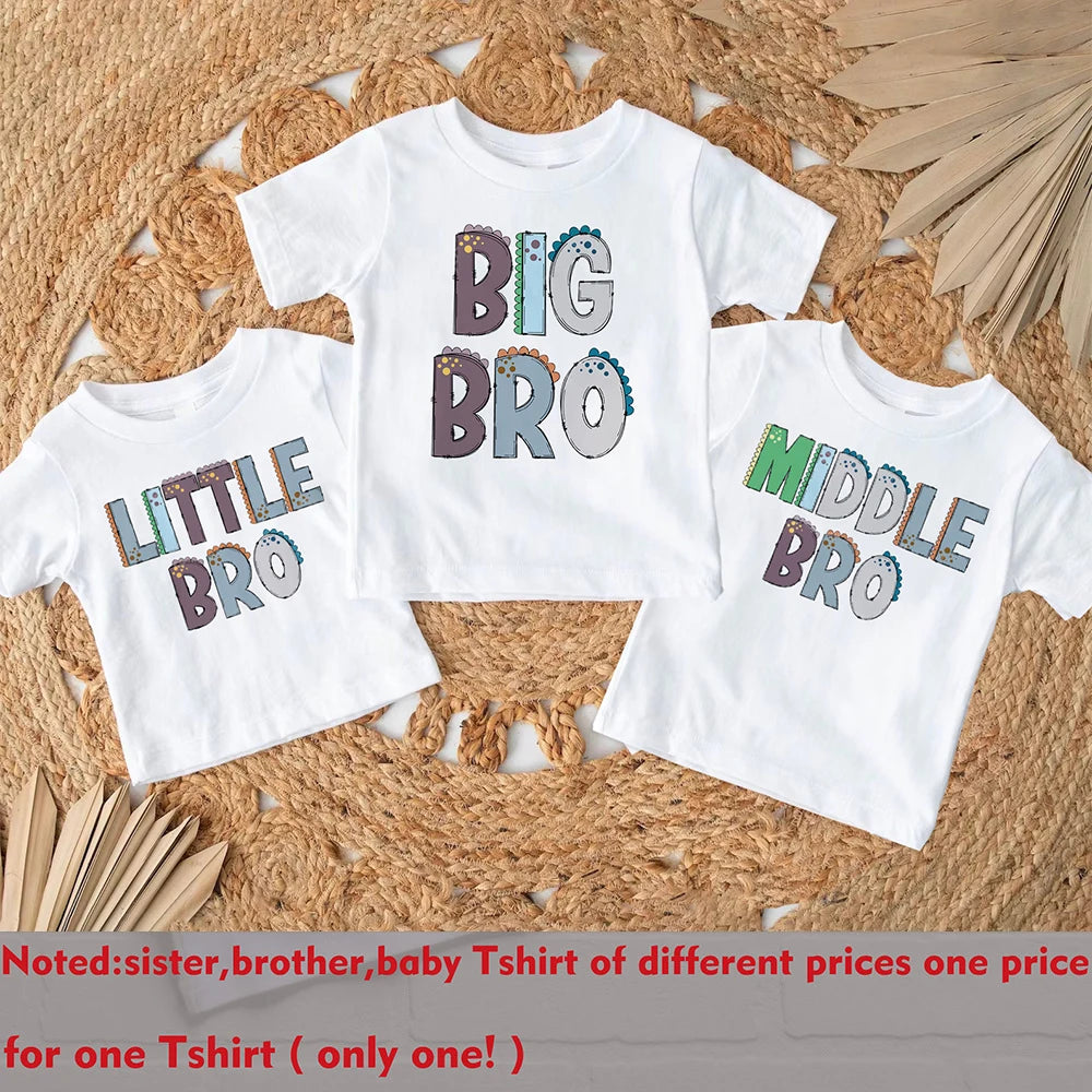 Patapata# ! Big Middle Little Brother Print Family Matching T-shirt Boys Sibling Shirt Child Summer Tee Clothes Kids Short Sleeve Outfit Top
