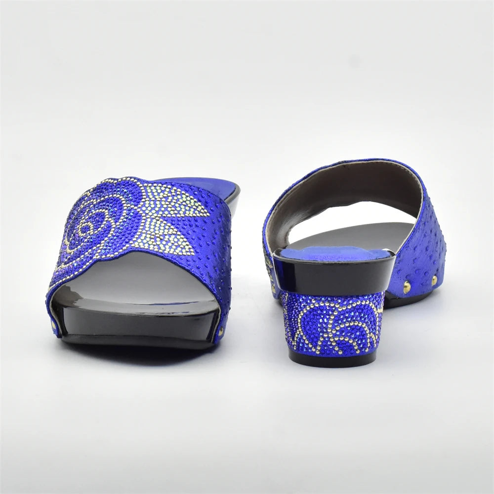 Patapata# ! Latest Design ItaliaBags Set Decorated with Rhinestone Bag and Shoes Set Italy Womens Dress Shoes Open Toe
