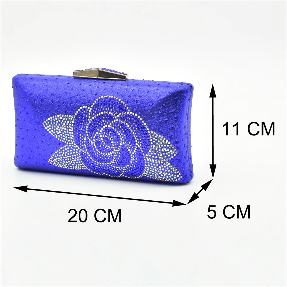 Patapata# ! Latest Design ItaliaBags Set Decorated with Rhinestone Bag and Shoes Set Italy Womens Dress Shoes Open Toe