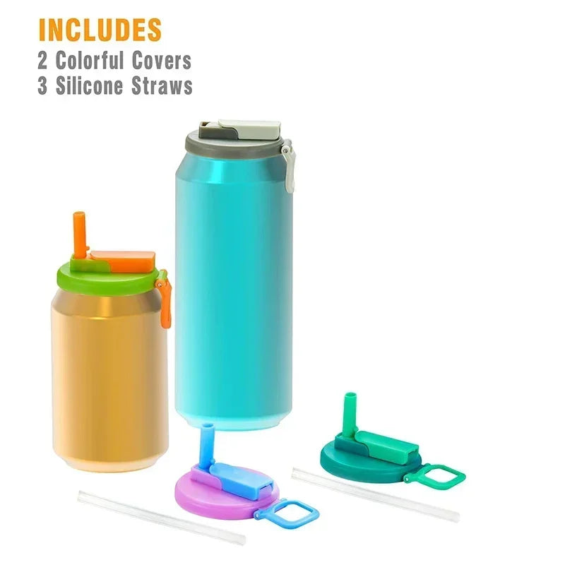 Patapata Cute Bear Straw Silicone Can Lid – Reusable Travel Cap for Soda & Juice Cans