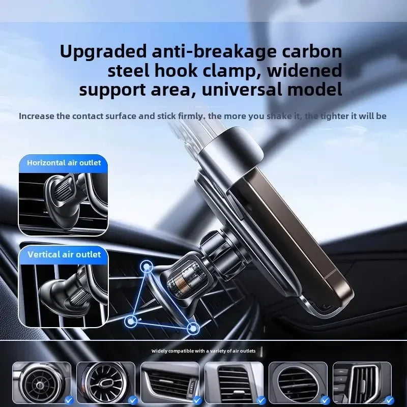 Patapata# ! UYUXIO Wireless Car Charger Fast Charge Manual Clamping Air Vent Car Phone Holder for Samsung Android Phones iPhone 16 15 14 13