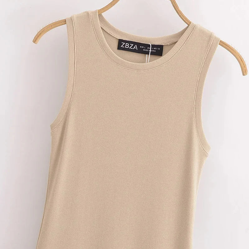 Patapata# ! TRAF Khaki Elegant Long Dresses 2025 Women's Spring Sleeveless Black Dresses Fashion Casual Party Y2k Dress Vestidos For Female