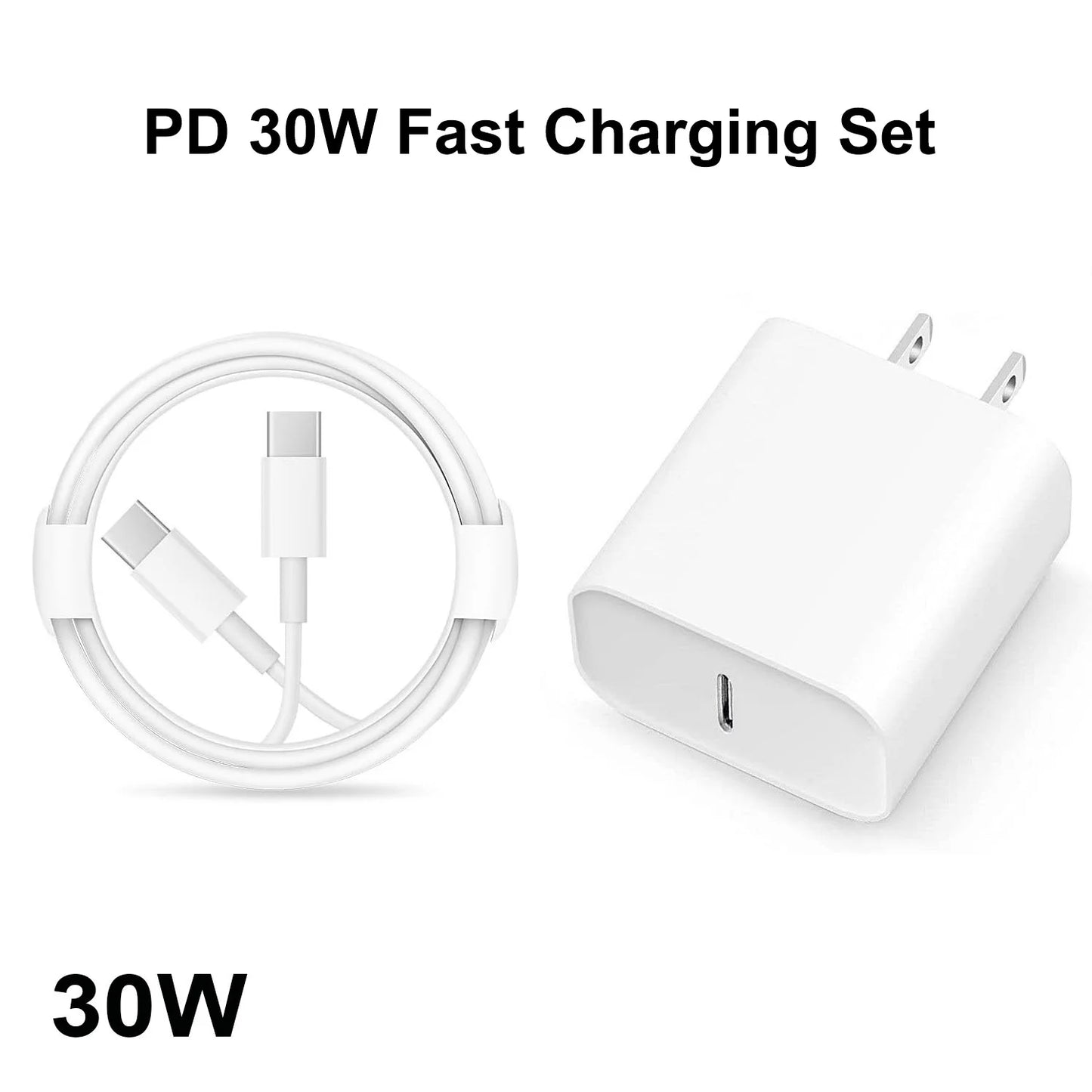 Patapata# ! PD 30W Fast Charging Type USB C  Charger with C to C Cable Set for iPhone 15 and Samsung Android Phone--3 Pack