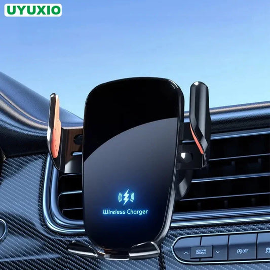 Patapata# ! UYUXIO Wireless Car Charger Fast Charge Manual Clamping Air Vent Car Phone Holder for Samsung Android Phones iPhone 16 15 14 13